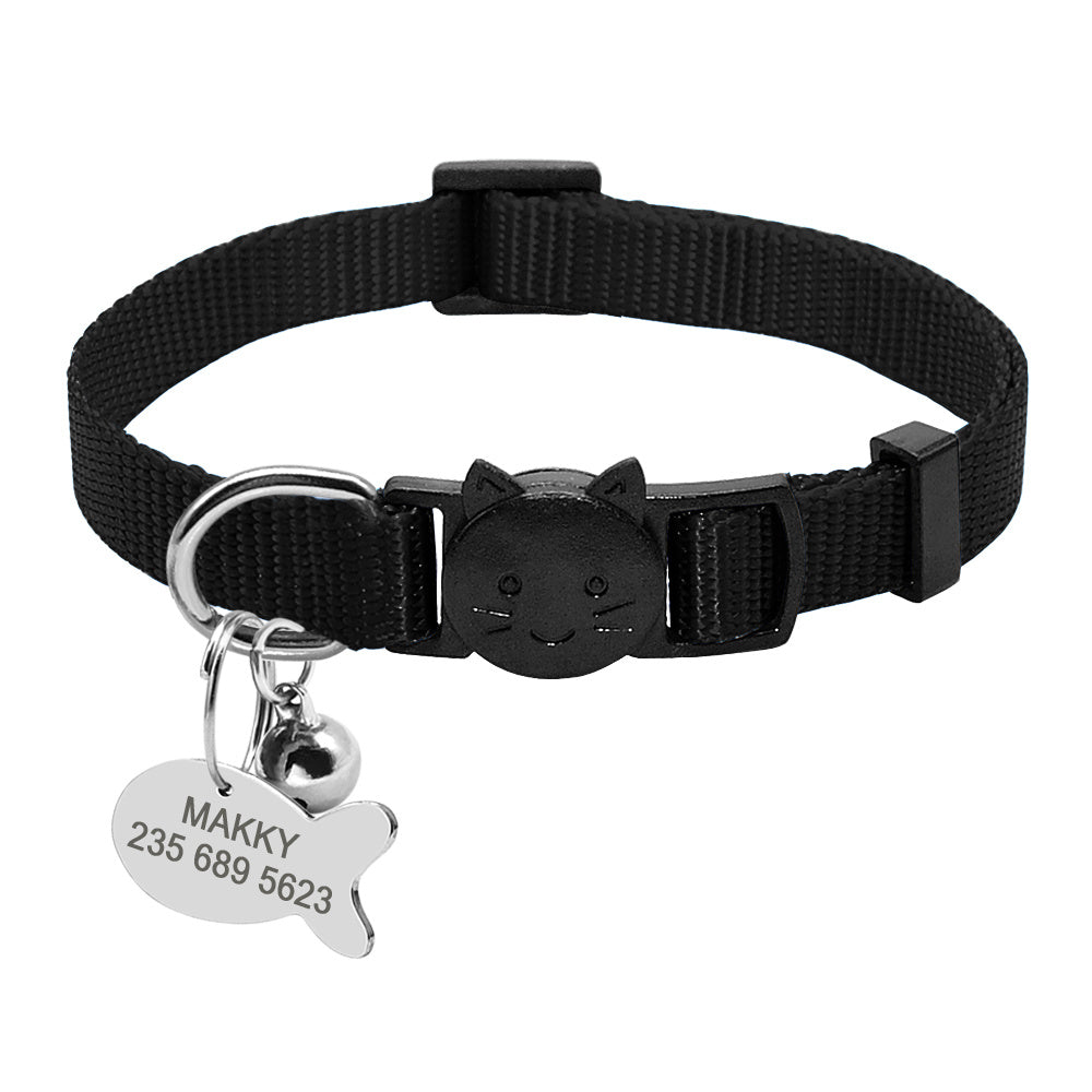 ✨Collier Personnalisé Sécurité Rapide pour Chat – Nylon avec Médaille Gravée & Clochette✨