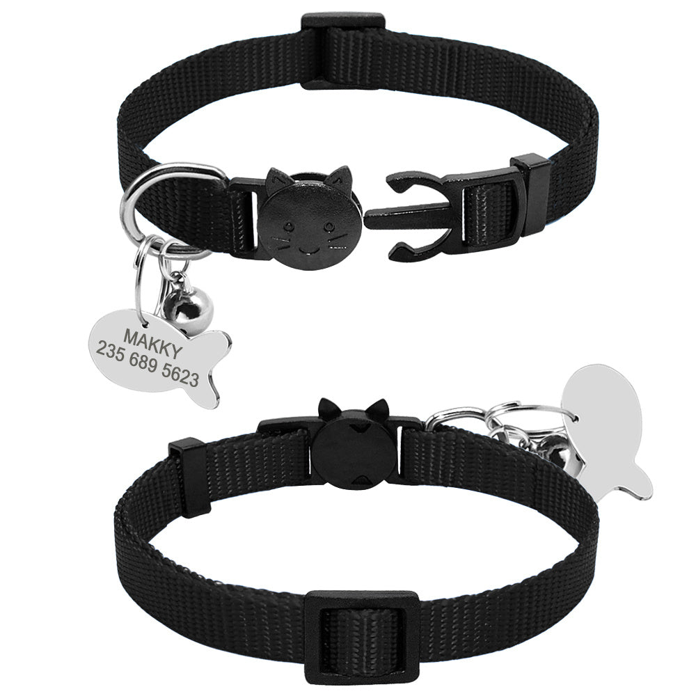 ✨Collier Personnalisé Sécurité Rapide pour Chat – Nylon avec Médaille Gravée & Clochette✨