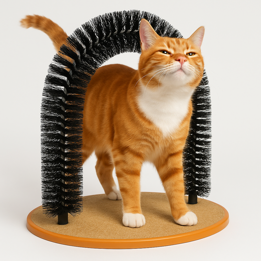 ✨ Arc de Massage & Jeu pour Chats – 4 en 1 : Grattage, Brossage, Toilettage & Anti-Stress ✨