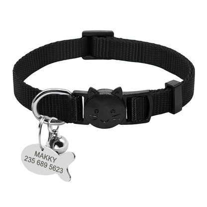 ✨Collier Personnalisé Sécurité Rapide pour Chat – Nylon avec Médaille Gravée & Clochette✨