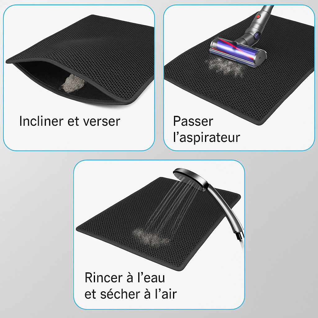 Tapis de Litière pour Chat en Nid d’Abeille – Imperméable, Anti-Urine et Récupérateur de Sable