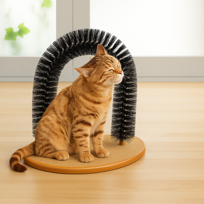 ✨ Arc de Massage & Jeu pour Chats – 4 en 1 : Grattage, Brossage, Toilettage & Anti-Stress ✨