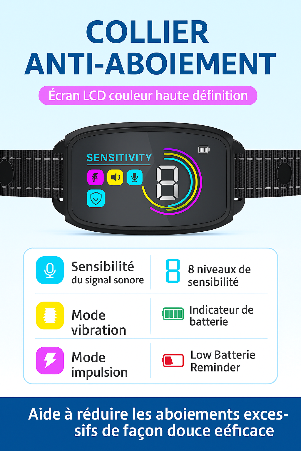 ✨ Collier Anti-Aboiement Intelligent & Rechargeable – Pour Chiens de Toutes Tailles ✨