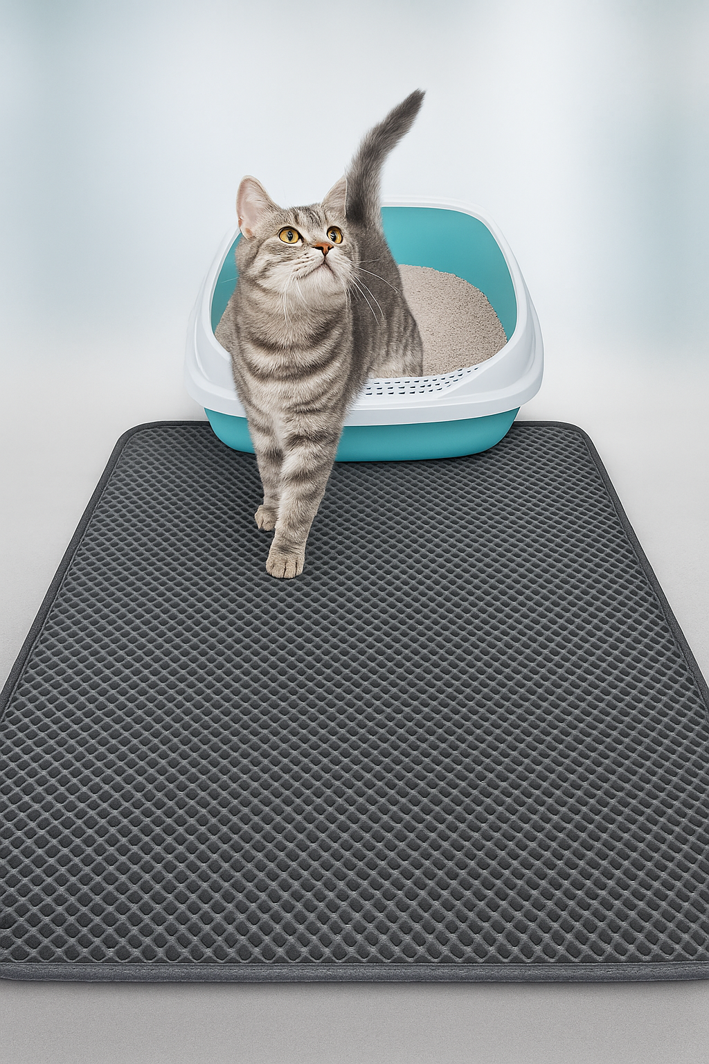Tapis de Litière pour Chat en Nid d’Abeille – Imperméable, Anti-Urine et Récupérateur de Sable