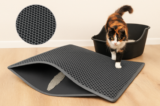 Tapis de Litière pour Chat en Nid d’Abeille – Imperméable, Anti-Urine et Récupérateur de Sable