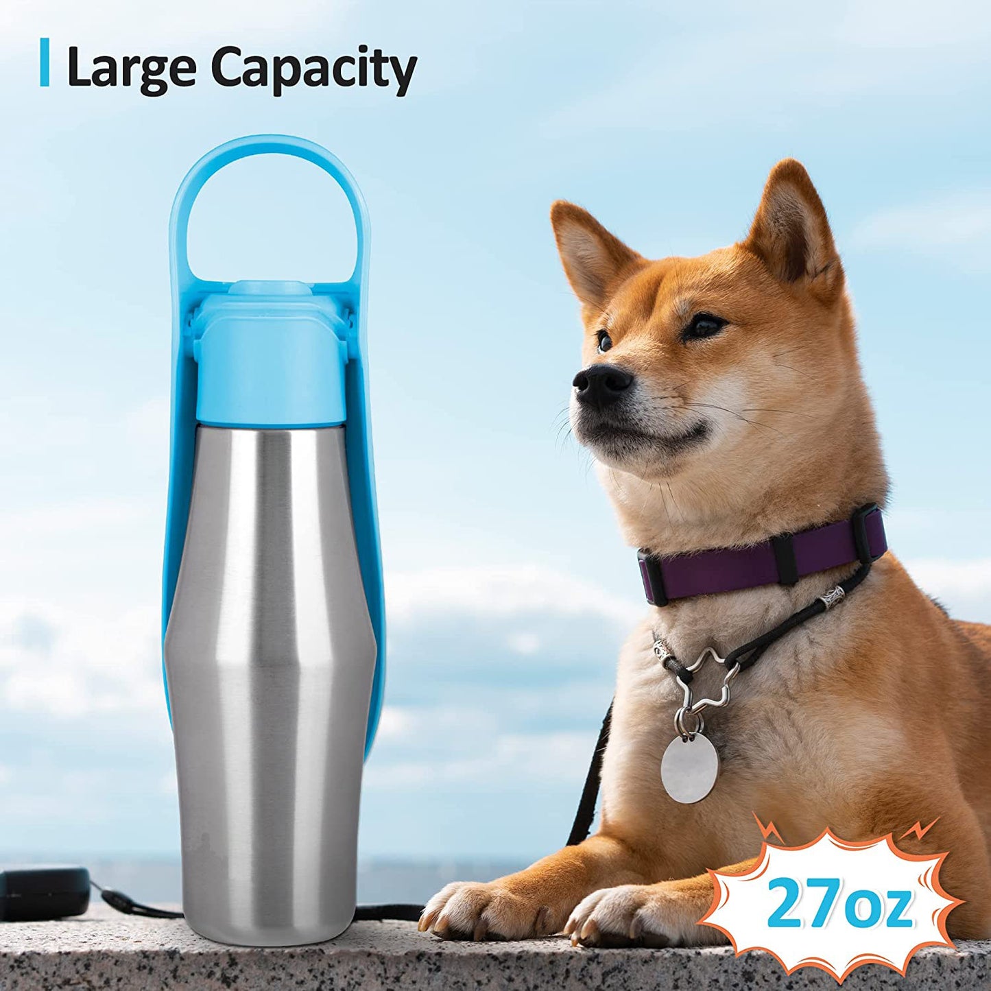 ✨Bouteille en Acier Inoxydable avec Bol Intégré – Hydratez Votre Chien Partout !✨