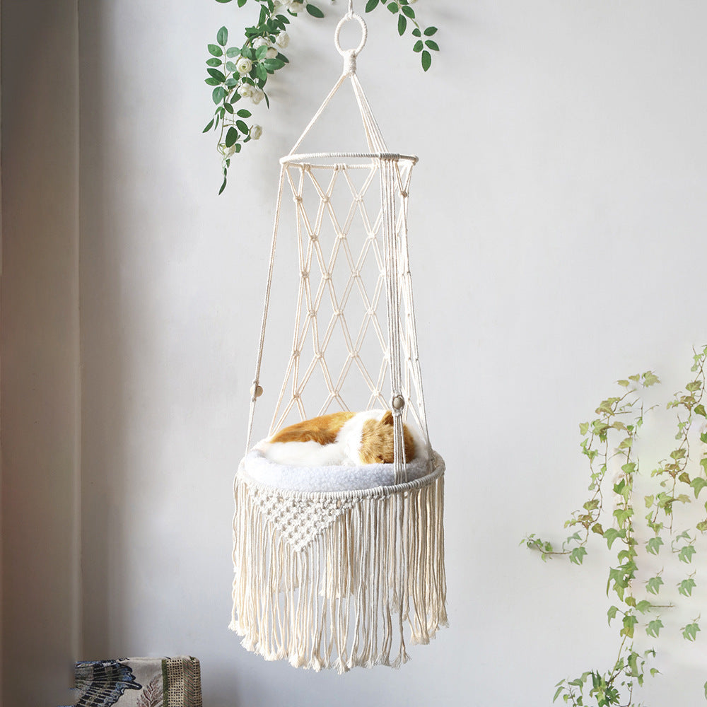 ✨ Lit Suspendu en Macramé pour Chat – Élégant & Confortable✨