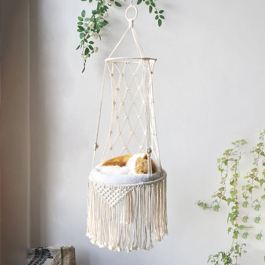 ✨ Lit Suspendu en Macramé pour Chat – Élégant & Confortable✨